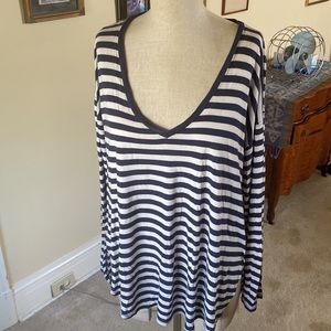 Madewell 3/4 navy striped cotton t shirt xl